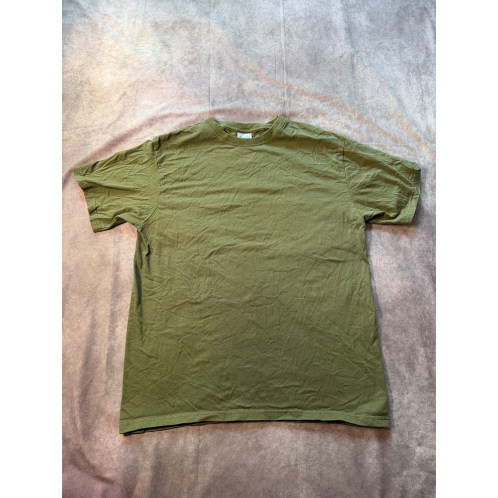 HeyBig Mens XL Olive Green Short Sleeve Crewneck Solid Cotton T-Shirt Basic Tee
